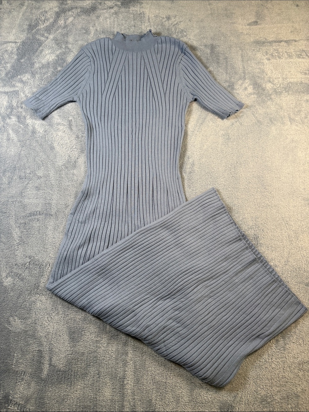 Varley Ribbed Knit Maxi Dress — Light Blue